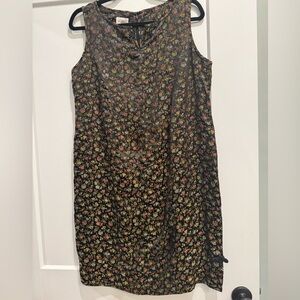 Mimi maternity shiny black floral dress with zipper back made in USA